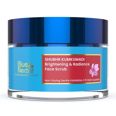 Blue Nectar Ayurvedic Brightening & Radiance Face Scrub with Kumkumadi Tailam (16 Herbs, 50g)